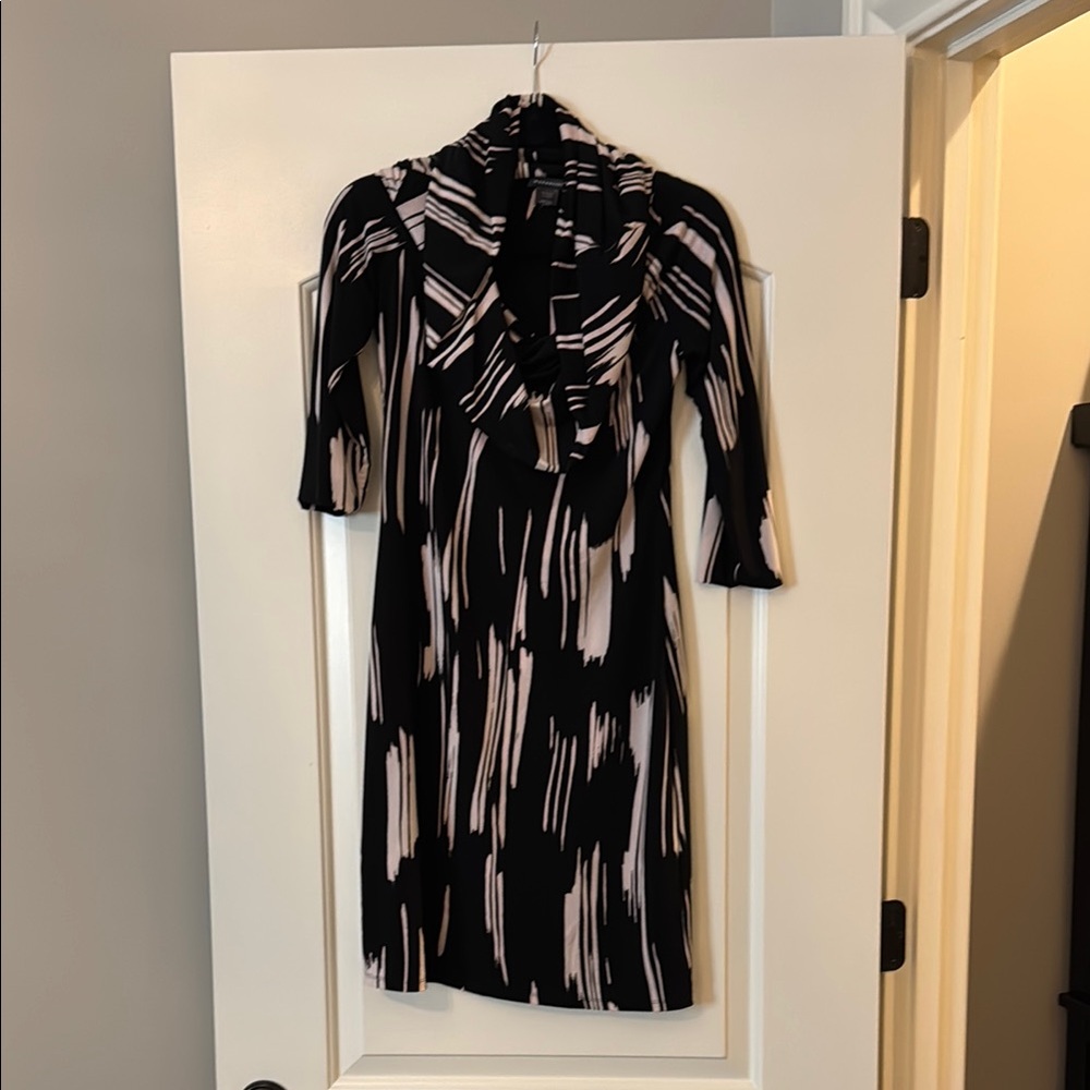 Natori Black Cowl Neck Sheath Dress